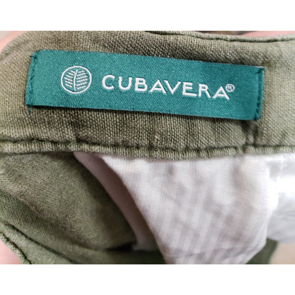 Cubavera Pants Womens 36 Green Straight Linen Mid Rise Slash Pockets Drawstring - Picture 9 of 9